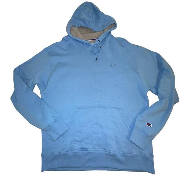 NWOT Champion Powerblend Fleece Hoodie C Logo Sky Blue Large - Picture 1 of 6